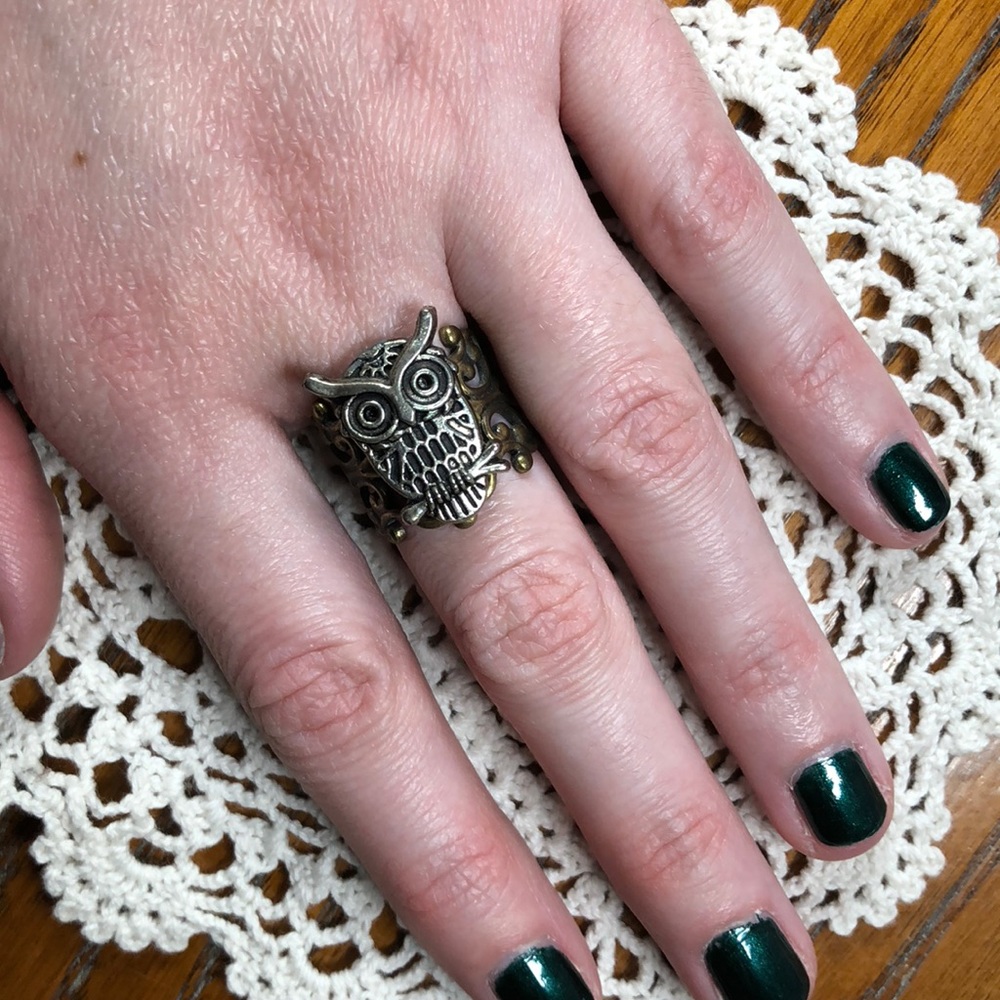 Adjustable Boho Owl Ring